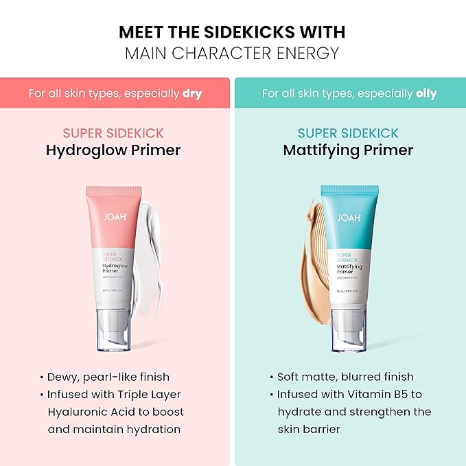JOAH Beauty Super Sidekick Mattifying Makeup Primer, Pore Minimizing Matte Finish, Hydrating and Long Lasting Korean Face Primer for Oil Control, Helps Smooth, Blur Skin, For All Skin Types, 1.01 Oz-Velvo Beauty