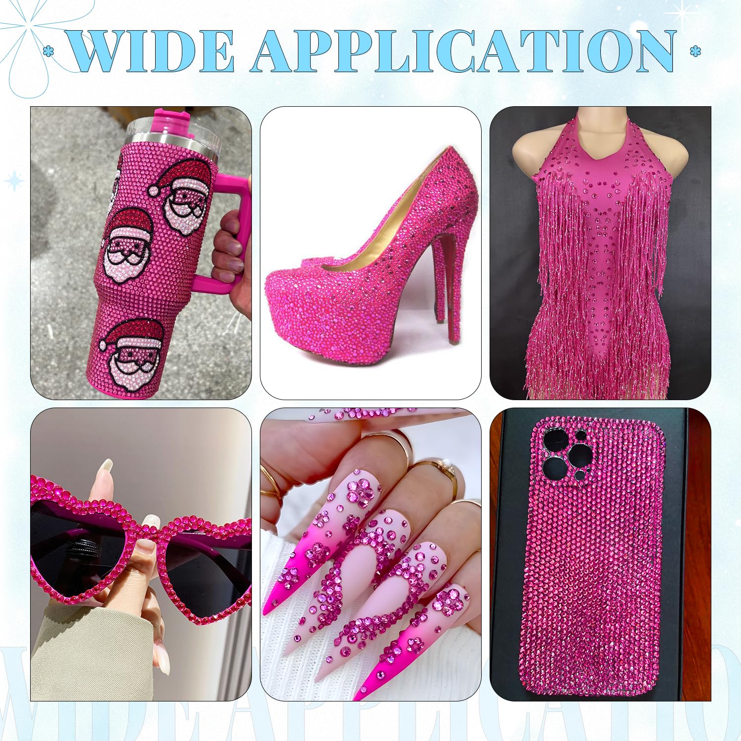 6000Pcs Resin Rhinestones for Bedazzling with 3Pcs B7000 Jewelry Glue, 1 Box Hot Pink Flatback Rhinestones for Crafting Crafts DIY, Crystals Gems for Clothing Shoes Tumblers Nail Art Makeup-Velvo Beauty