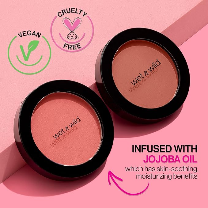 wet n wild Color Icon Blush, Effortless Glow & Seamless Blend infused with Luxuriously Smooth Jojoba Oil, Sheer Finish with a Matte Natural Glow, Cruelty-Free & Vegan - Pinch Me Pink-Velvo Beauty