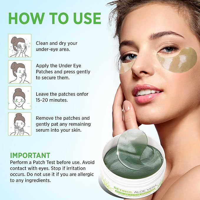 VELAMO ADVANCED Under Eye Patches: Aloe Vera Under Eye Mask for Dark Circles - Retinol Eye Patches for Wrinkles and Puffiness - Under Eye Bags Dark Circles Treatment for Women and Men 60 Pcs-Velvo Beauty