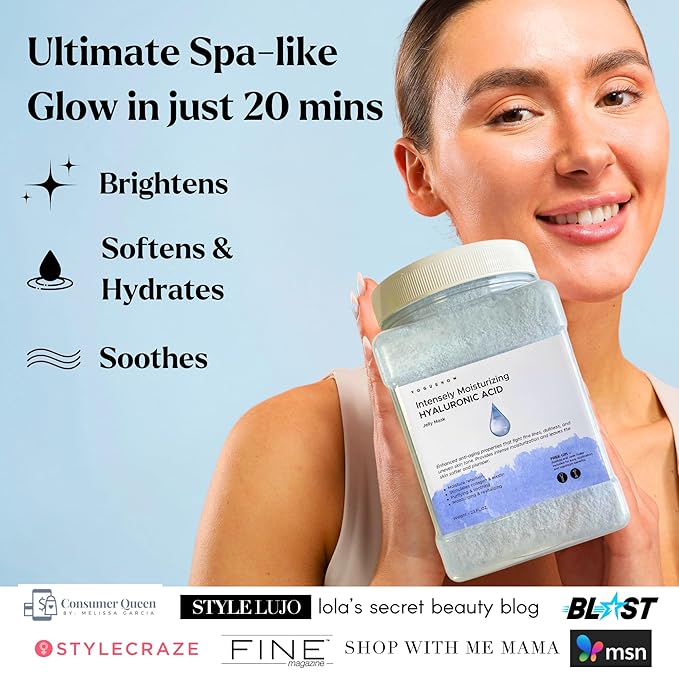 Jelly Face Mask for Facials - Hyaluronic Acid Hydrating, Brightening & Nourishing Jelly Mask with Free Jade Roller & Spatula | Professional Hydrojelly Masks | Vajacial Jelly Mask Powder | 23 Oz Jar-Velvo Beauty