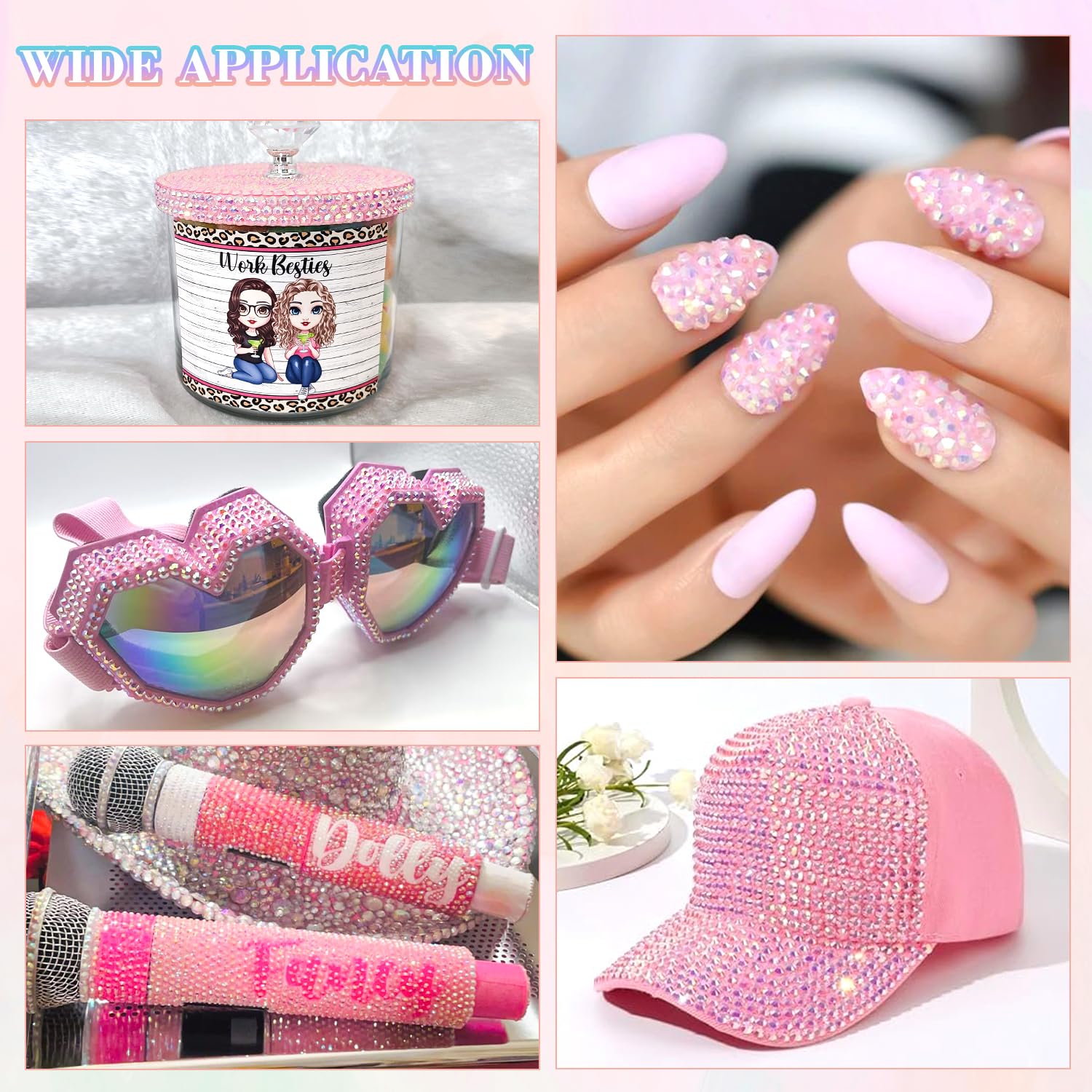 25000Pcs Resin Rhinestones with Tweezers for Crafting, 2-6mm Mixed Sizes (Light Pink AB) Non Hotfix Flatback Gems, Bedazzling Crystal for DIY Crafts Clothing Tumblers Mugs Shoes Decor Nail Art-Velvo Beauty