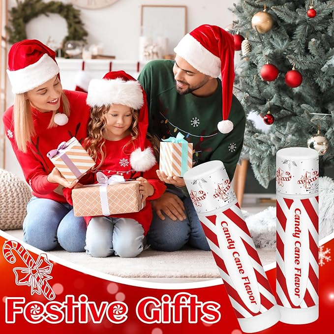 50 Pack Christmas Candy Peppermint Cane Lip Balms Bulk Holiday Flavor Collection Lip Balm Gifts Christmas Stocking Party Gifts Goodie Bags Stuffers for Women Men Staff Employee-Velvo Beauty