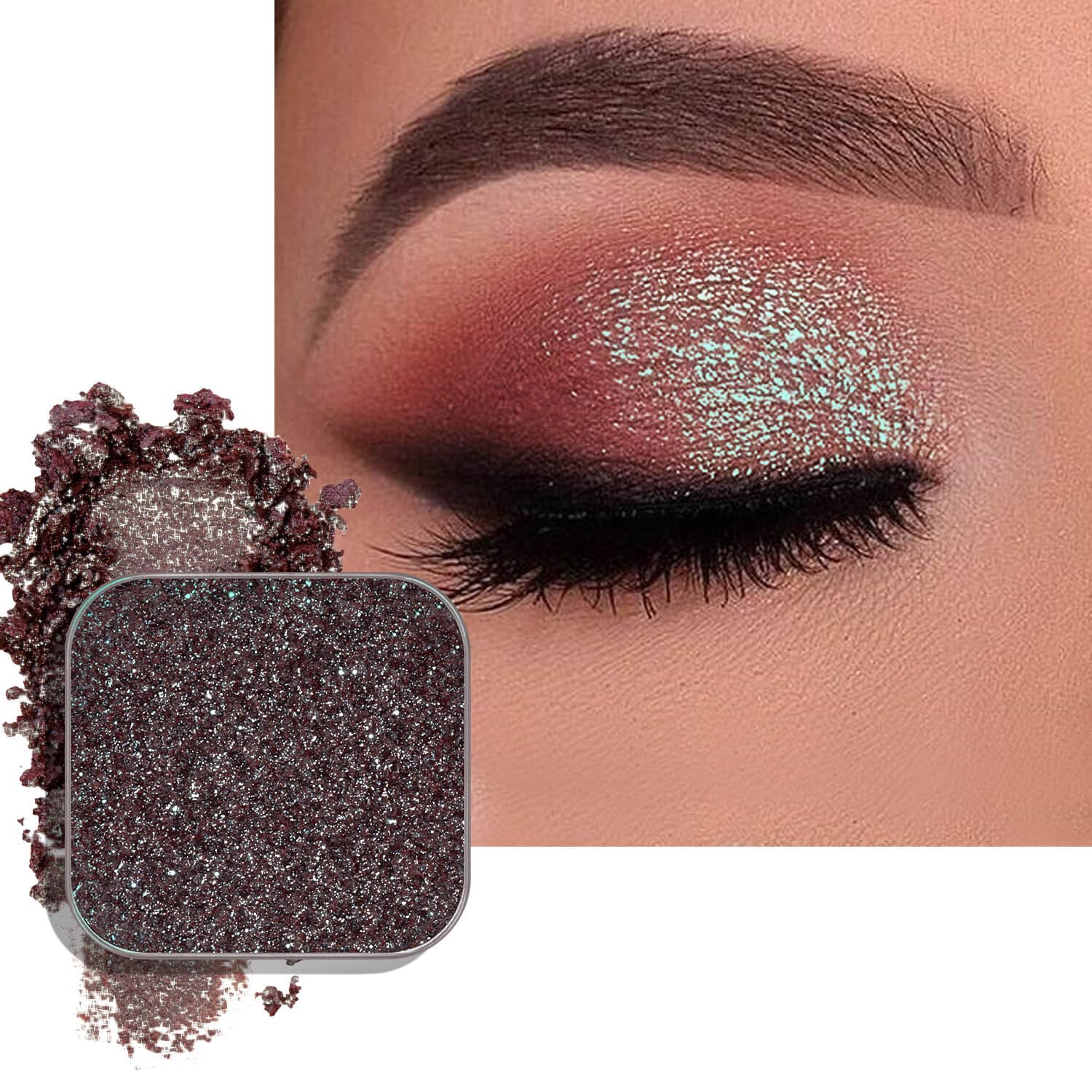 Chameleon Single Eyeshadow, Iridescent Blue-Purple, Pressed Powde, Square Pan,High Pigment, Smudge-Proof, Smooth Blend,Long-Lasting,Fits Magnetic Palettes (Nebula)-Velvo Beauty