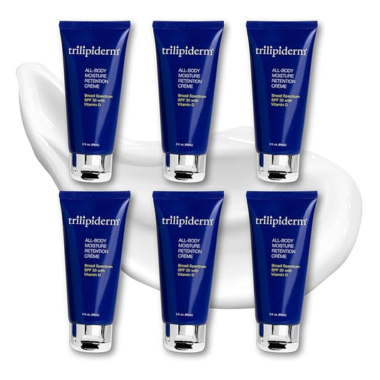 Trilipiderm 3oz TSA Travel Size 6-Pack All-Body Moisturizer with SPF 30 for Body, Face, Hands, & Feet-Velvo Beauty