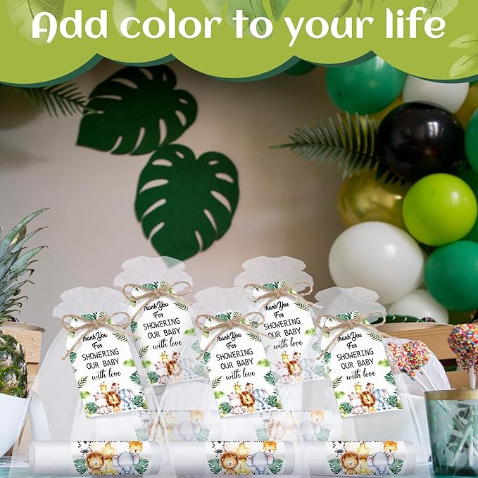 Dunzy 50 Pack Baby Shower Party Gifts Favors Bulk Lip Balms for Guests Boys Girls Games Neutral Gender Reveal Favors Baby Shower Prizes Souvenirs Bags Stuffer(Jungle Animal)-Velvo Beauty
