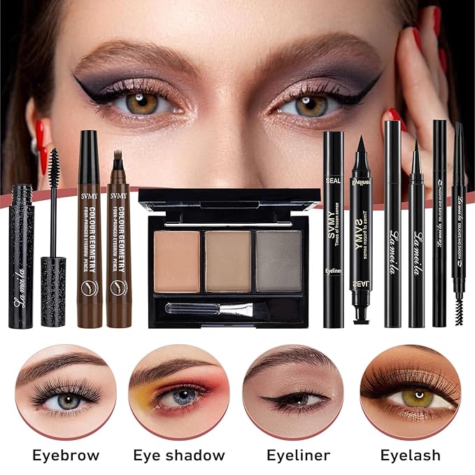 All In One Makeup Kit, Travel Makeup Kit, Makeup Gift Set, Makeup Kit for Women Full Kit, Makeup Bundle Includes Foundation Eyeshadow Palette Lipstick Eyeliner Mascara Contour Stick Cosmetic Brush Set-Velvo Beauty