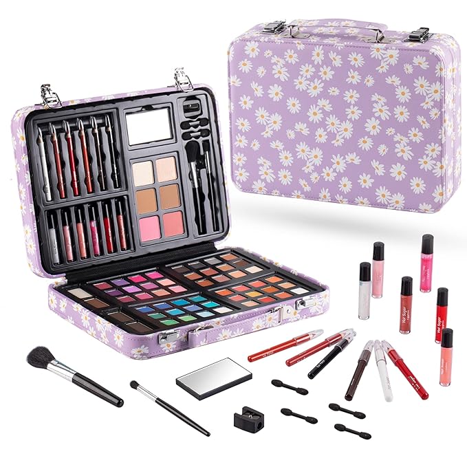 Hot Sugar Makeup Kit for Teenager Girls 10-12, All in One Beginner Makeup Kit for Women Full Kit, Teen makeup kit Cosmetic Gift Set on Birthday Christmas(PURPLE DAISY)-Velvo Beauty