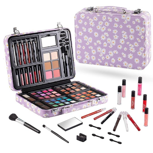 Hot Sugar Makeup Kit for Teenager Girls 10-12, All in One Beginner Makeup Kit for Women Full Kit, Teen makeup kit Cosmetic Gift Set on Birthday Christmas(PURPLE DAISY)-Velvo Beauty