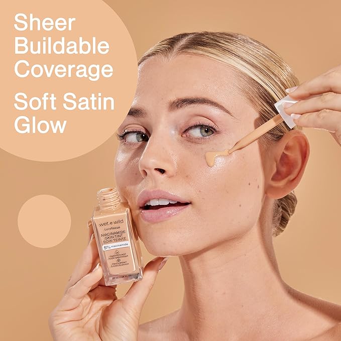 wet n wild Bare Focus Skin Tint, 5% Niacinamide Enriched,Buildable Sheer Lightweight Coverage,Natural Radiant Finish,Hyaluronic & Vitamin Hydration Boost,Cruelty-Free & Vegan-Fair Light Beige-Velvo Beauty