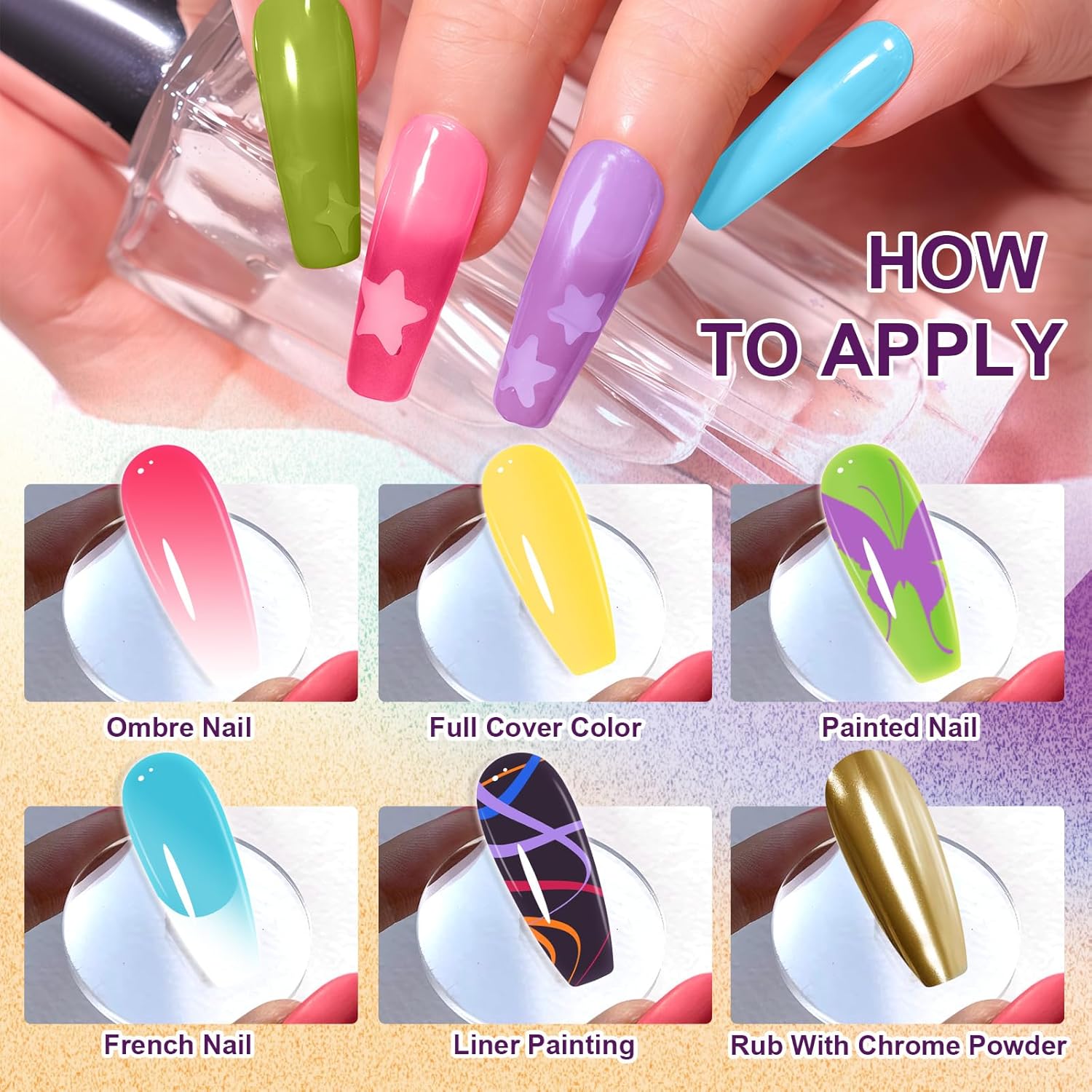 Gradient Painting Gel, 12 Gliter Colors Ombre Gel Nail Polish for Pigment Pat Silver&Gold Aura Nails, French Manicure DIY Nail Art Long-lasting No-wipe Palette26-Velvo Beauty