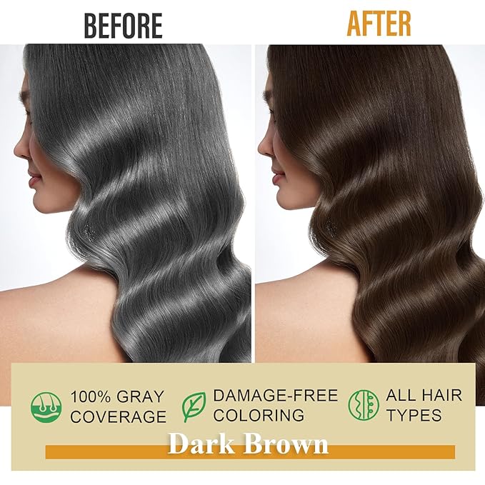 Dark Brown Hair Dye Shampoo for Gray Hair, Natural Color Shampoo Hair Dye for Women & Men, Hair Instant Dye Shampoo Colors Hair in Minutes, Champu Para Canas, 3-in-1 Shampoo for Dyeing Gray, 500 Ml-Velvo Beauty