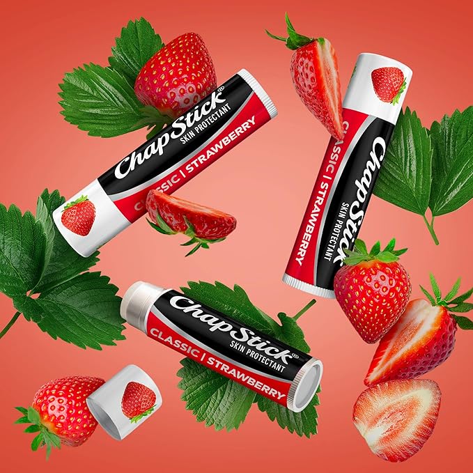 ChapStick Strawberry Lip Balm 4-Pack + 1 Classic Original ChapStick, Lip Moisturizer, 0.15 Oz Ea (5 Piece Set)-Velvo Beauty