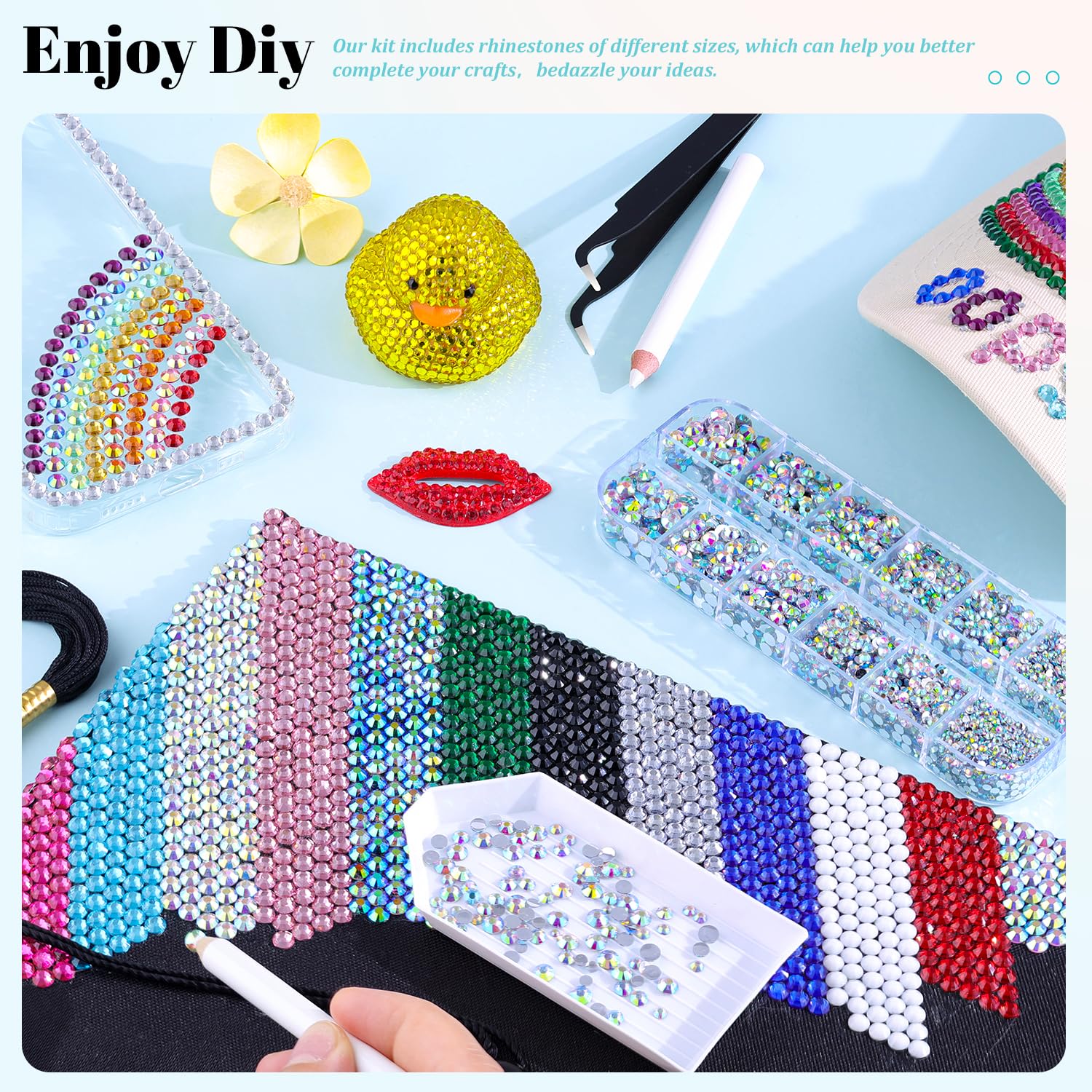 6100Pcs Jelly Resin Rhinestones for Crafting with 2Pcs 10ml B7000 Jewelry Glue, 1 Box Flatback Crystals Diamond (Clear AB) for Bedazzling Crafts DIY Nail Art Non Hotfix Gems for Clothing Shoes-Velvo Beauty