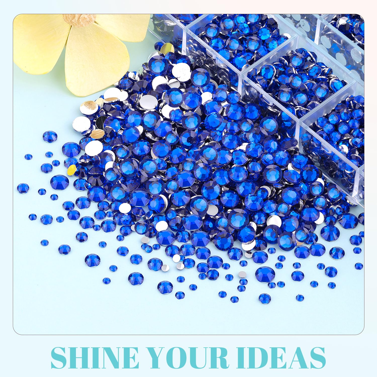 6100Pcs Royal Blue Rhinestones for Crafting with 2Pcs 10ml B7000 Jewelry Glue, 1 Box Flatback Crystals Diamond for Bedazzling Crafts DIY Nail Art Resin Gems for Clothing Shoes-Velvo Beauty