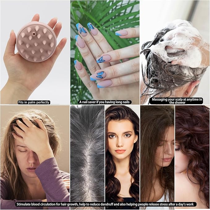 BTYMS Hair Scalp Scrubber Shampoo Brush with Dispenser, Silicone Scalp Massager Exfoliating Brush for Dandruff Removal-Velvo Beauty