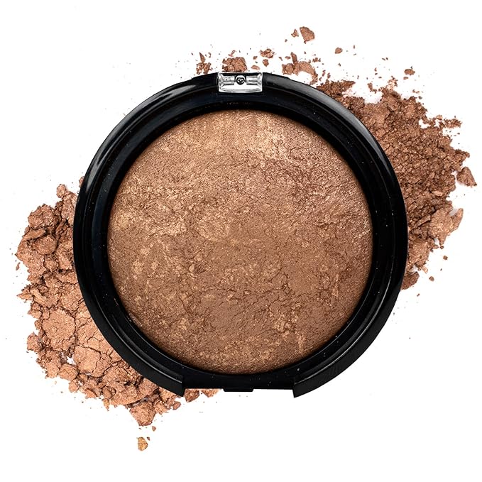 Palladio Baked Bronzer, Highly Pigmented and Easy to Blend, Shimmery Bronzed Glow, Use Dry or Wet, Lasts all day long, Provides Rich Tanning Color Finish, Powder Compact, Illuminating Tan-Velvo Beauty