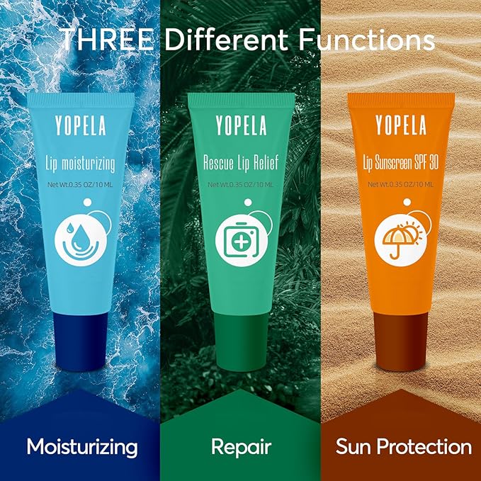 Lip Sunscreen Moisturizing and Repair Package SPF 30 - Summer Long Lasting Moisturized, Smooth and Repaired Lips - 3 Flavors (Pack of 9: 3 moisturizing+ 3 repairing+ 3 SPF) Mother's Day Gifts-Velvo Beauty