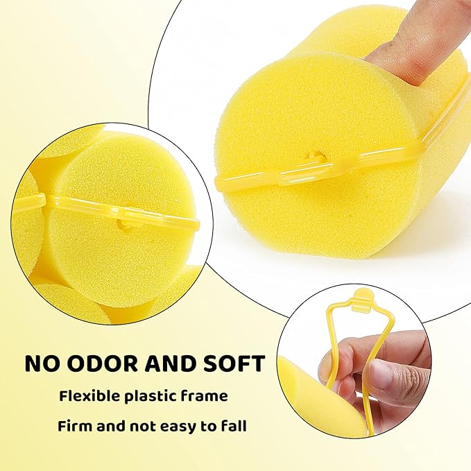 Jumbo Foam Sponge Hair Roller Soft Sleeping rollers Curvy Wavy Hairstyle Curling Hair Styling Tools 24 Pieces Use For Long Hair Short Hair Ladies And Children 2"X2.75"(yellow)-Velvo Beauty