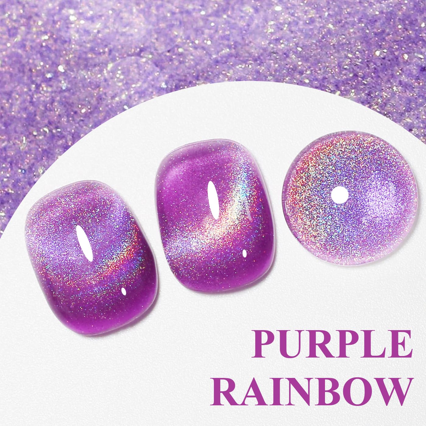 Imtiti Cat Eye Gel Nail Polish, Purple Rainbow Holographic Magnetic Gel Polish With Magnet Glittery Iridescent Galaxy Nail Gel Polish Spring Summer Gel Polish Kit Soak Off UV Led 10ML-Velvo Beauty