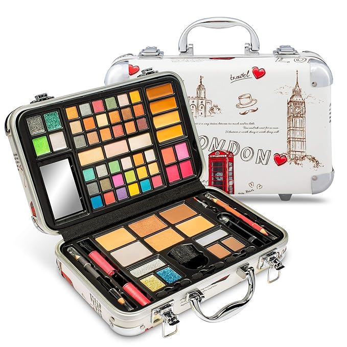 Makeup Kit Gift Set - 41 Eye Shadows, 7 Body Glitters, 1 Lip Liner Pencil, 1 Lipsticks, 4 Blushs, Eye liner pencil, 5 Concealers, 2 Lip Gloss, 5 Bronzers, Mirror-Velvo Beauty