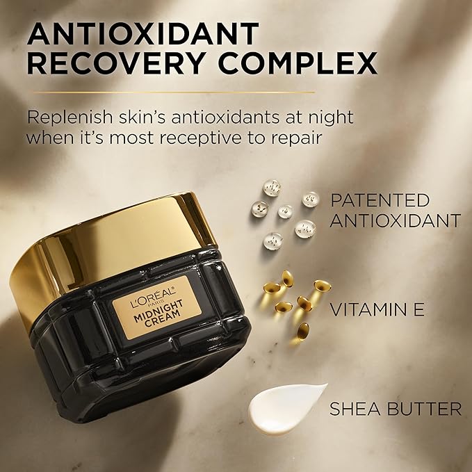 L'Oreal Paris Age Perfect Anti-Aging Midnight Cream, Face Moisturizer to Reduce Wrinkles and Firm Skin, 1.7oz + Serum Sample-Velvo Beauty