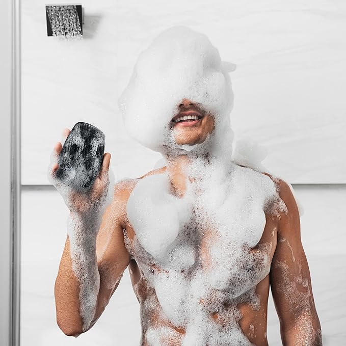MANSCAPED® The Body Buffer Premium Silicone Scrubber for Nourishing, Cleaning & Exfoliating Your Skin - Lather Boosting Bristles with Ergonomic No-Slip Handle, Long-Lasting & Easy to Clean (1-Pack)-Velvo Beauty