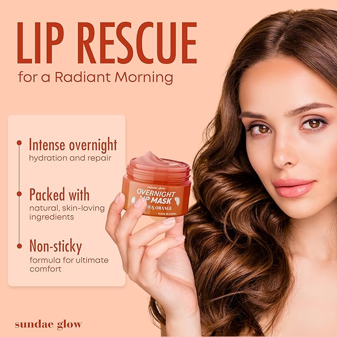 Peach & Orange Lip Mask - Dermatologist Tested, Anti-Aging, Korean Skin Care, Deep Hydration, Overnight Lip Repair - Vegan, Clean Beauty, 95% Natural, Cruelty-Free - 1 Pack-Velvo Beauty