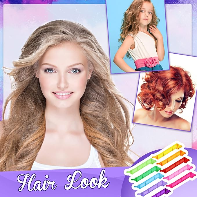 Yilloog 40 Pieces Hair Curlers Kit Heatless Spiral Curlers Tools with 2 Styling Hooks and 1 Storage Bag Multicolor Magic Curls Rollers for Women Long Medium Short Hair Classic Style-Velvo Beauty