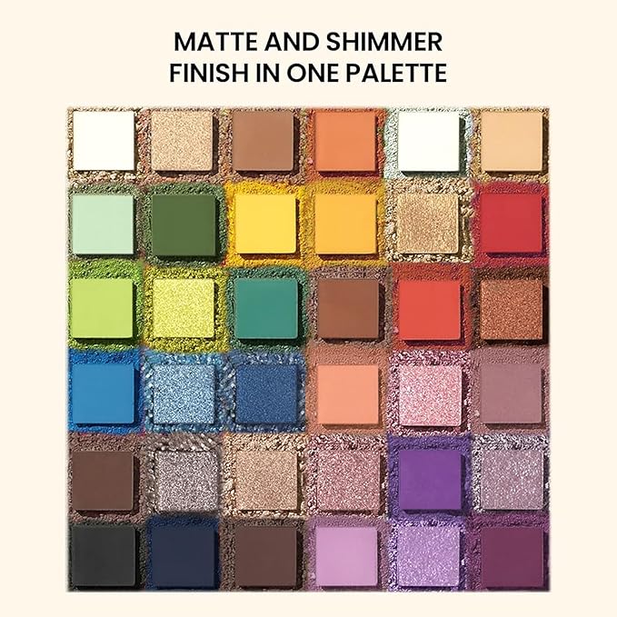 K'APEINE 36 Colors Eyeshadow Palette, Colorful Eyeshadows Palette Neon Shimmer Matte Glitter Eye Shadow High Pigmented Shadow Set Long Lasting Eye Makeup for Women-Velvo Beauty