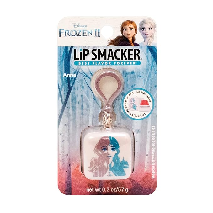 Lip Smacker Disney Frozen II Anna Cube Flavored Lip Balm Keychain, Anna Magical Berry, Clear, For Kids (Pack of 2)-Velvo Beauty