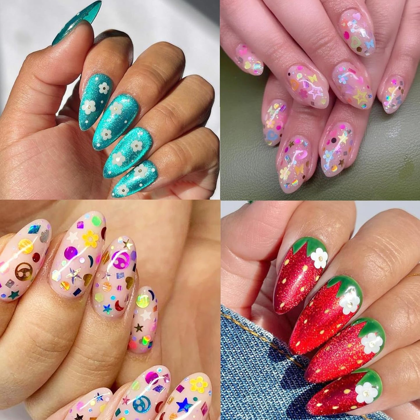 6 Grids Hollow Plum Flower Sequins for Nail，Mixed Colorful Floral Nail Flakes 3D Confetti Flowers Nail Glitter Shiny Flower Nail Flakes Acrylic Nails Supplies for Women Girls Manicure Decorations-Velvo Beauty