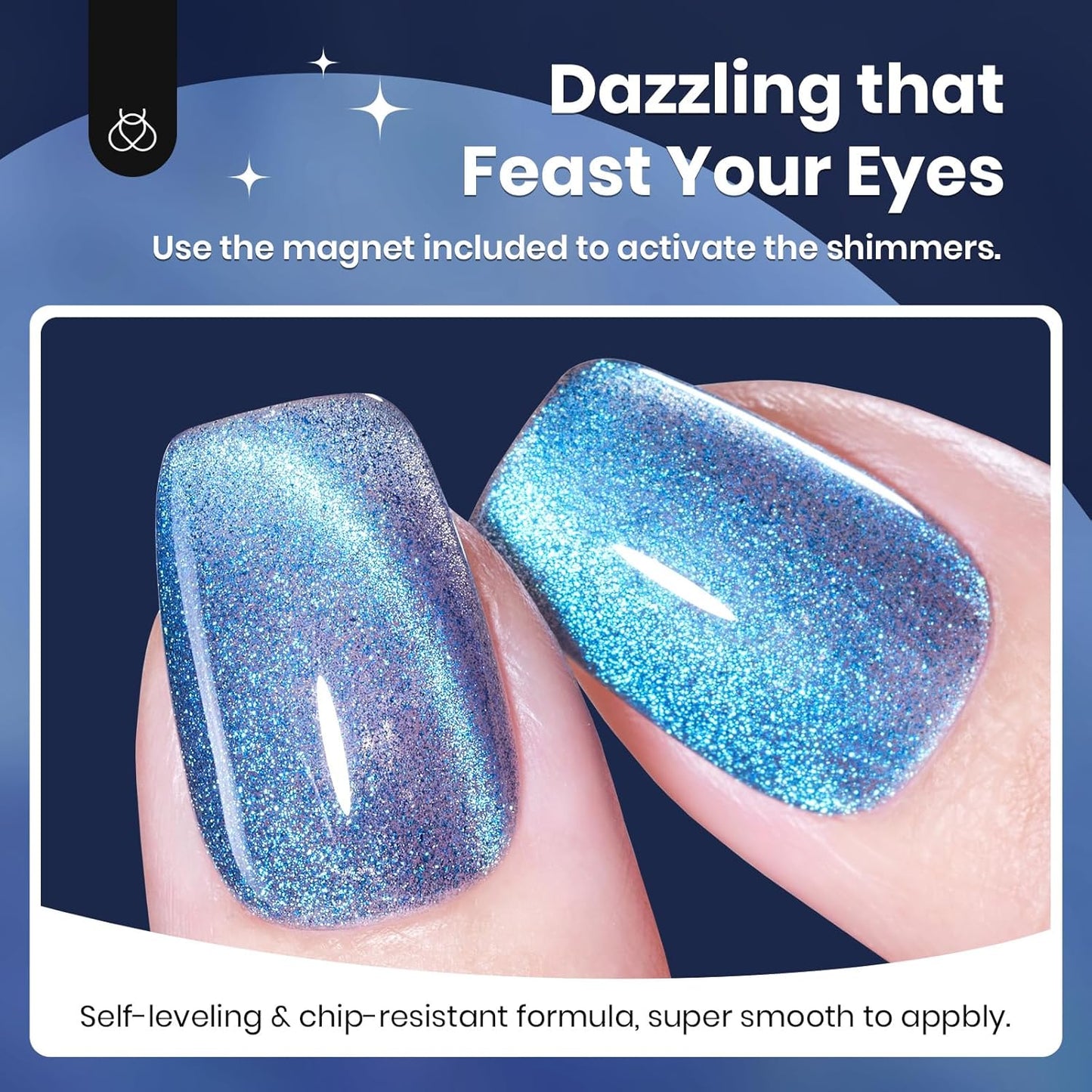 Beetles Chameleon Cat Eye Gel Polish - 15ML Blue Cat Eye Glitter Gel Polish 9D Magnetic Soak Off UV Shimmer Velvet Gel Mermaid Tears Series Nail Art DIY Manicure Gifts for Women-Velvo Beauty