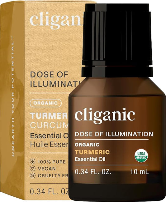 Cliganic Organic Turmeric Essential Oil, 100% Pure Natural for Aromatherapy | Non-GMO Verified (Packaging May Vary)-Velvo Beauty