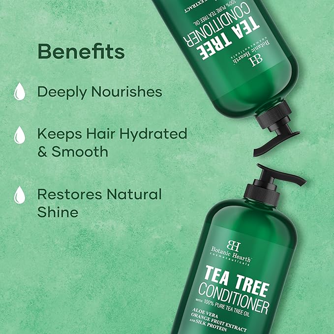 Botanic Hearth Tea Tree Conditioner | For All Hair Types | Fights Dandruff & Dry Scalp | With Vitamin C, Peppermint Oil, Rosemary Oil & Lavender Oil | Sulphate & Paraben Free | 16 fl oz-Velvo Beauty