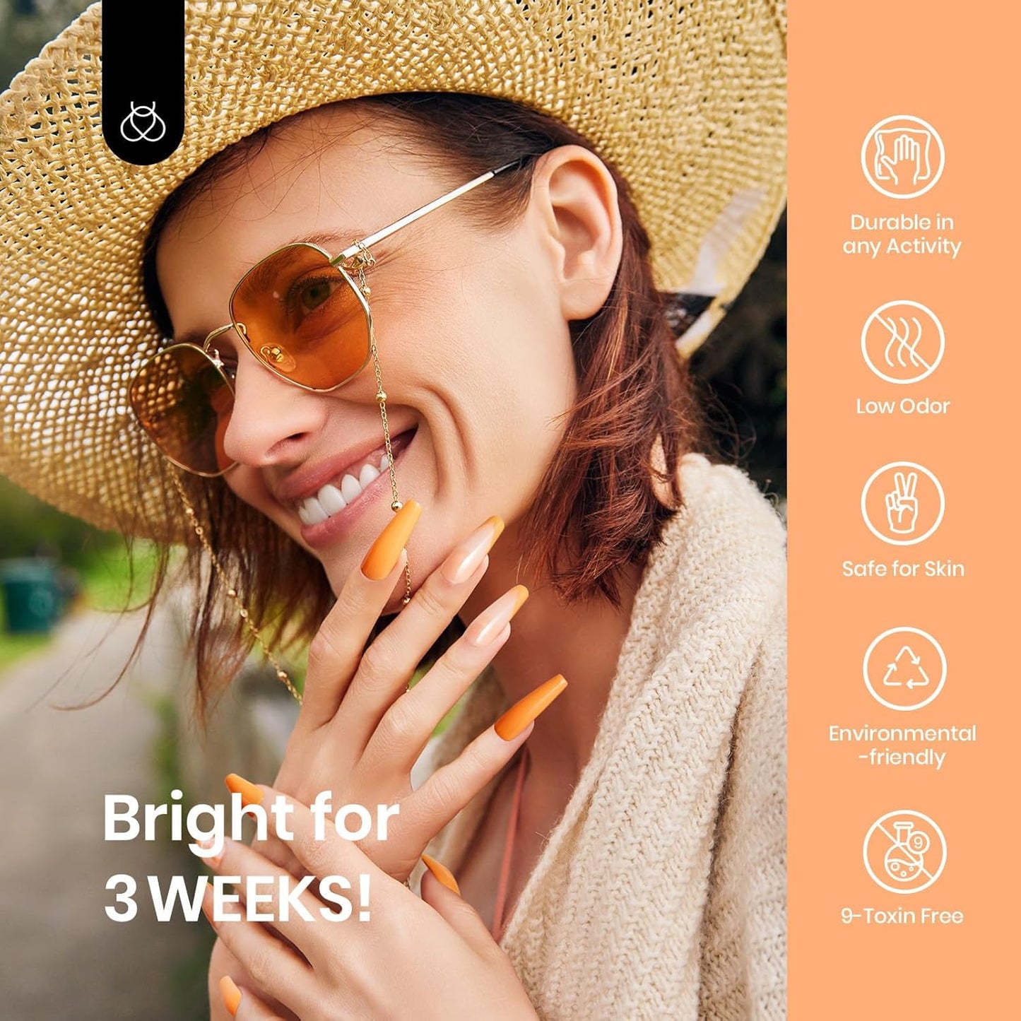 Beetles Burnt Orange Gel Nail Polish, 15Ml Light Persimmon Polish Orange Nail Polish Gel Tropical Soak Off Uv Led Nail Lamp Manicure Salon Diy at home Gift for Women-Velvo Beauty