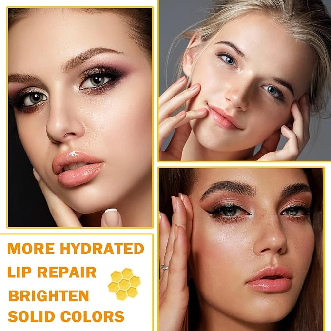 Lip Balm Honey Pot,Moisturizing Lip Balm Reduces Lip Lines,Propolis Honey Pot Lip Balm Hydrating Prevention Dry and Cracked Lip Scrubs Exfoliator,Exfoliating Lip Sleeping Mask with Brush-Velvo Beauty