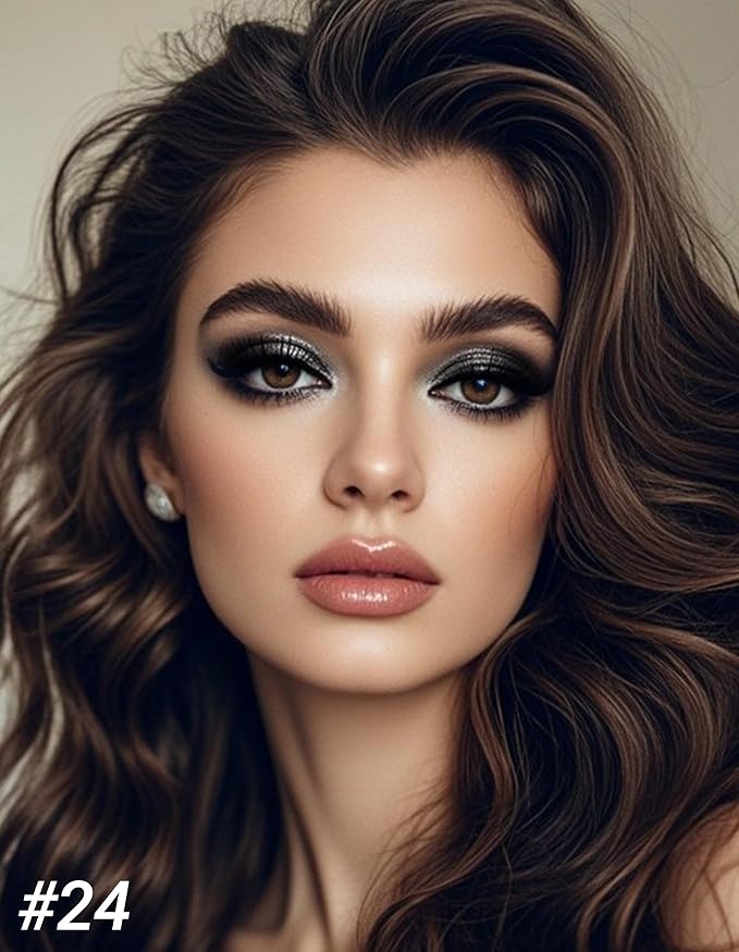 Erinde Shimmer Cream Eyeshadow Stick, Long Lasting Metallic Eye Shadow Sticks, Waterproof Creamy Glitter Eyeshadow Pencil, High Pigmented Blendable Neutral Eye Makeup, 24 Midnight Black Shimmer-Velvo Beauty