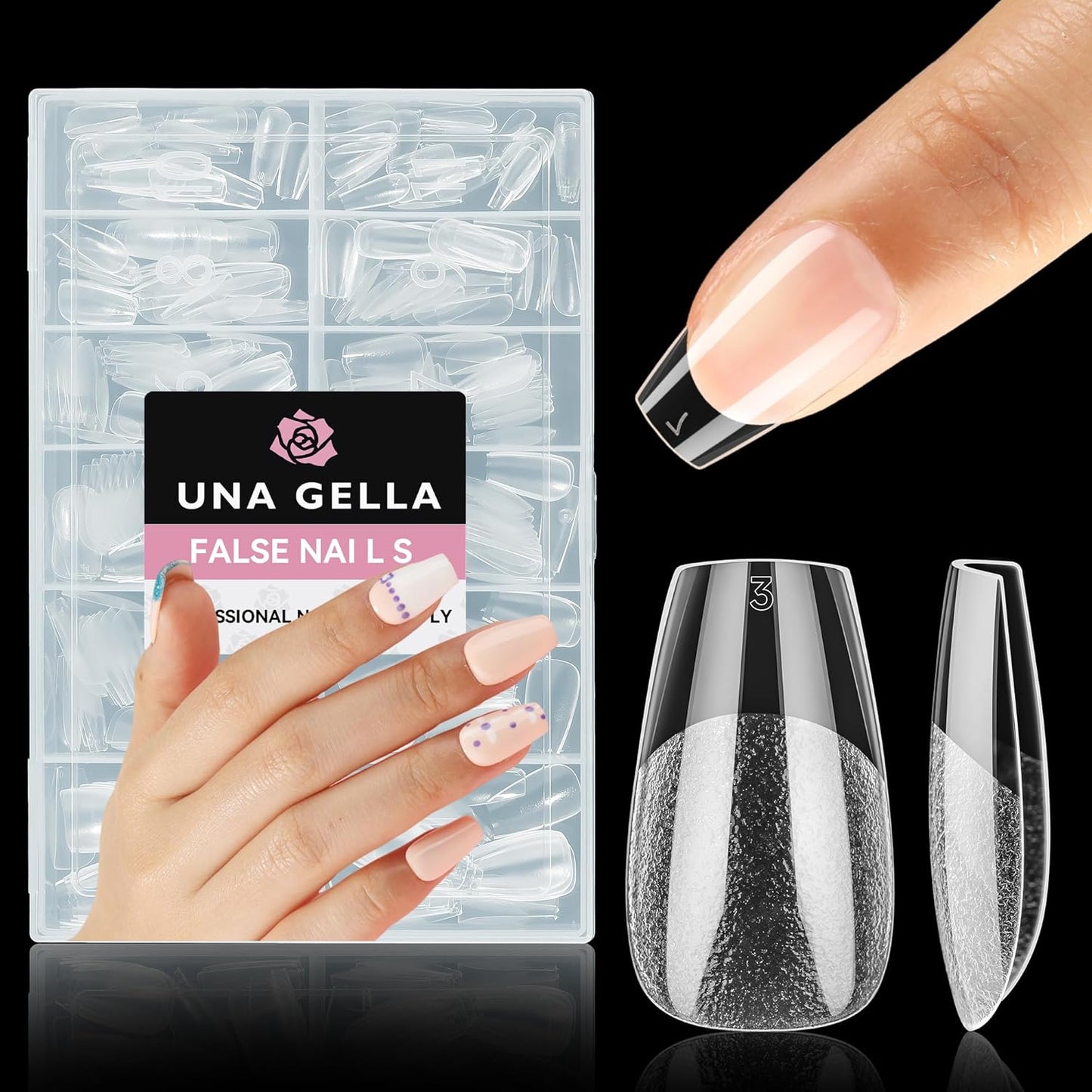 UNA GELLA Short Coffin Nail Tips, 312pcs Short Coffin Gel Nails Tips Pre-shape Half Matte Fake Nails 12 Sizes Full Cover Press on Nails for Acrylic Nail Extension DIY Salon at Home-Velvo Beauty