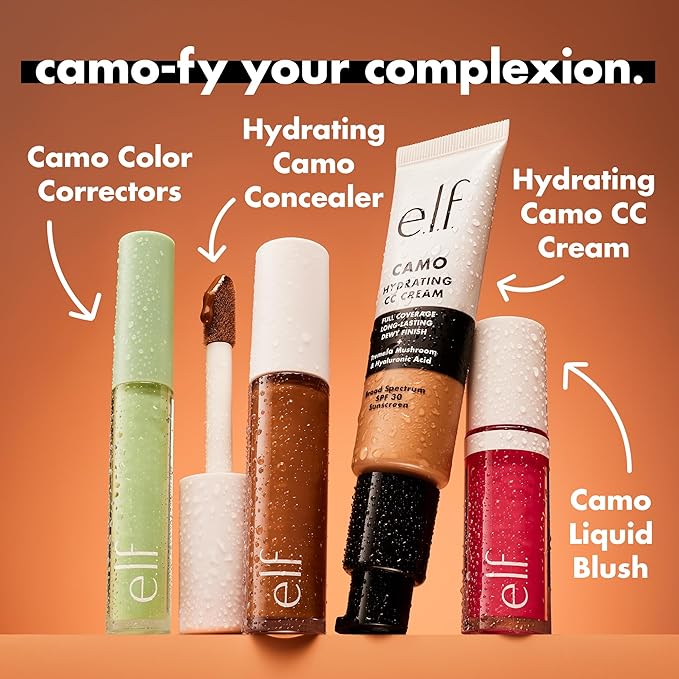 e.l.f. Hydrating Camo CC Cream, SPF 30, Color Correcting Full Coverage Foundation For A Dewy Finish, Vegan & Cruelty-Free, Light 210 N-Velvo Beauty