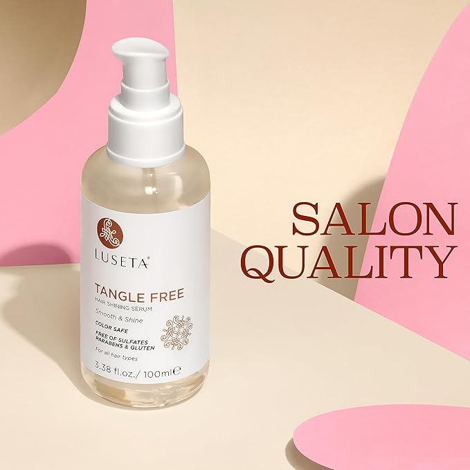 Luseta Tangle Free Routine Hair Serum Oil for Women and Men Detangling with Keratin and Argan Oil, Color Safe for Curly and Wavy Hair, Paraben & Gluten Free 3.38oz-Velvo Beauty