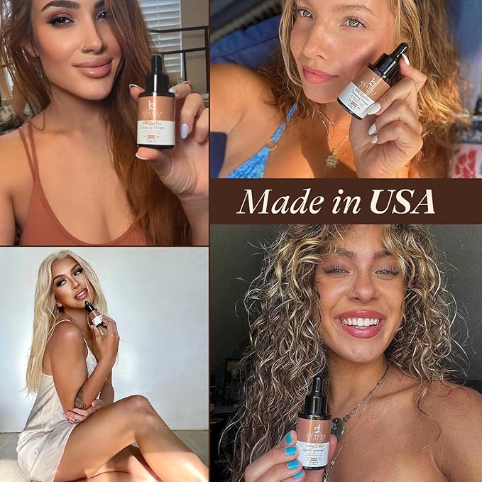 Self Tanning Drops for Face - USA Made with Organic & Natural Ingredients, Ultra Dark Face Tanning Drops to Add to Moisturizer, Self Tanner for Sunless Fake Tan & Natural Glow, Cruelty & Toxin Free-Velvo Beauty