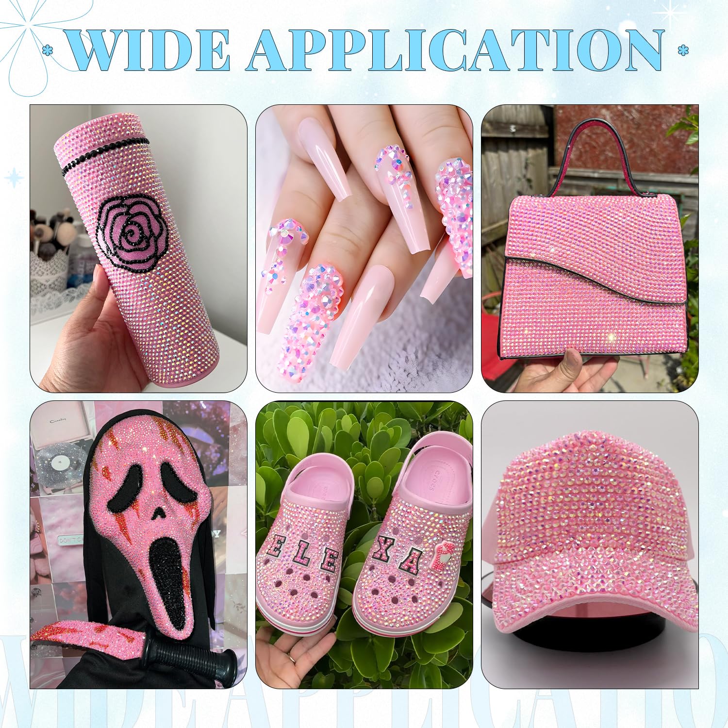 6000Pcs Resin Rhinestones for Bedazzling with 3Pcs B7000 Jewelry Glue, 1 Box Light Pink AB Flatback Rhinestones for Crafting Crafts DIY, Crystals Gems for Clothing Shoes Tumblers Nail Art Makeup-Velvo Beauty