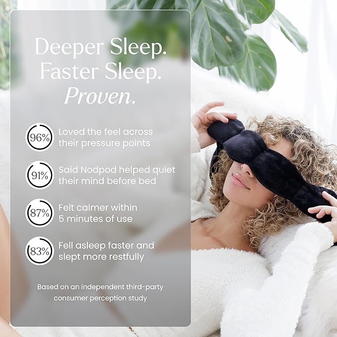 Nodpod Gentle Pressure Sleep Mask | Patented Light Blocking Design for Sleeping, Traveling & Relaxation - Black Onyx-Velvo Beauty