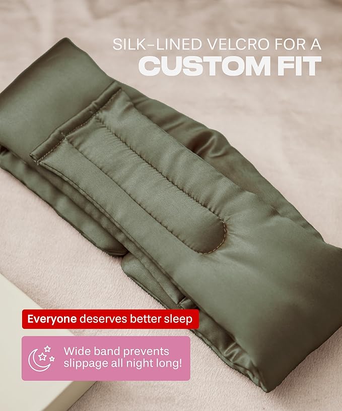 SUNDAYSILKS™ | Adjustable Silk Sleep Mask for Side Sleeper | Cloud-Like Comfort, Weighted for Deep Sleep | Soft Sleep Face Mask for Women & Men, Full Blackout, Cooling Silk Eye Mask for Sleeping-Velvo Beauty