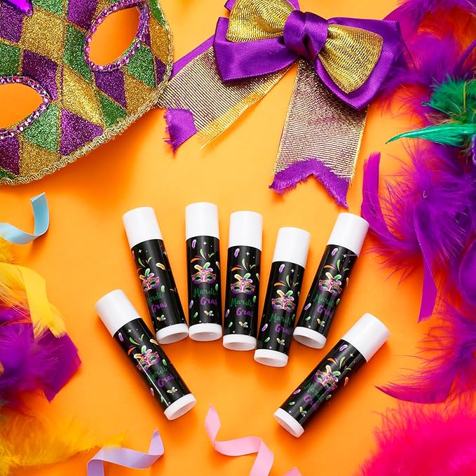 48 Pcs Mardi Gras Lip Balm Moisturizing Lip Balm Bulk Lip Balms and Moisturizers Wax Lip Cream Stocking Stuffers for Mardi Gras Party Favors Gift Baskets Women Men, Jasmine-Velvo Beauty