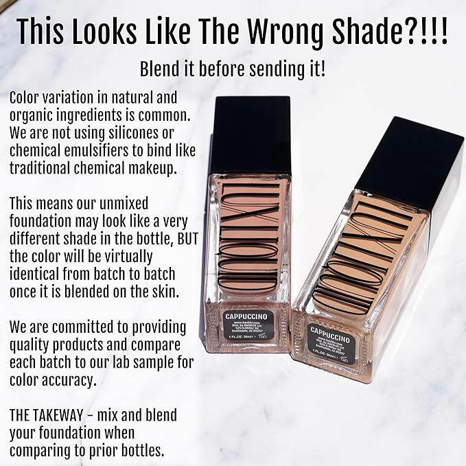 Organic Aloe-Based LUX Liquid Foundation, Natural Vegan Gluten-Free Made in USA, Cappuccino-Velvo Beauty