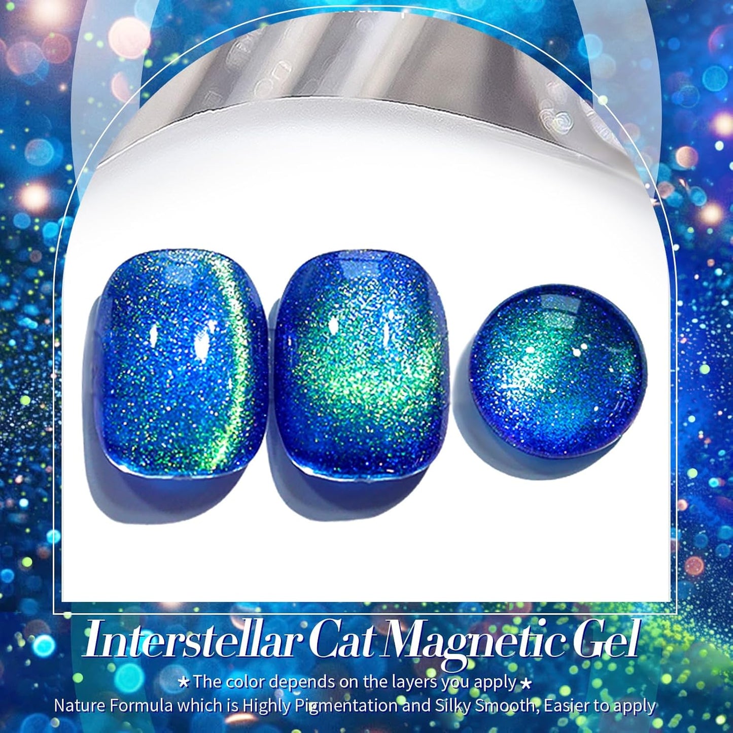Born Pretty Cat Magnetic Eye Gel Nail Polish, Blue Glitter Cat Magnetic Gel Nail Polish, Holographic Magnetic Nail Polish for Nail Art Manicure Salon DIY at Home 15ML-Velvo Beauty
