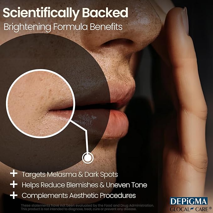 GlocalCare Depigma Support Reduction of Hyperpigmentation, Melasma & Dark Spots with Glutathione, Polypodium Leucotomos, Grape Seed & Marigold Extract-Velvo Beauty