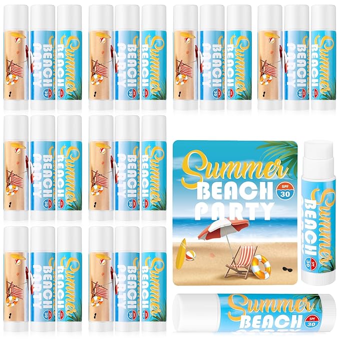 24 Pcs Sunscreen Lip Balms for Summer Beach Party SPF 30 Sunscreen Lip Balms Sticks Bulk Outdoor Travel Sunscreen Care Lip Balm for Thank You Gifts Summer Beach Wedding Party Supplies-Velvo Beauty